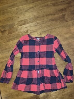 Carter's Red and Black Buffalo Plaid Flannel Long Sleeve Button Down Shirt 5T